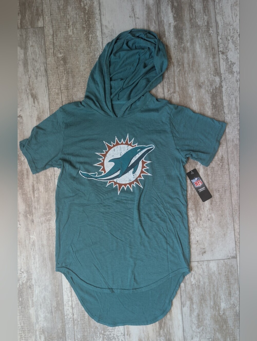 Miami Dolphins Teal Women's Hooded Jersey Tee